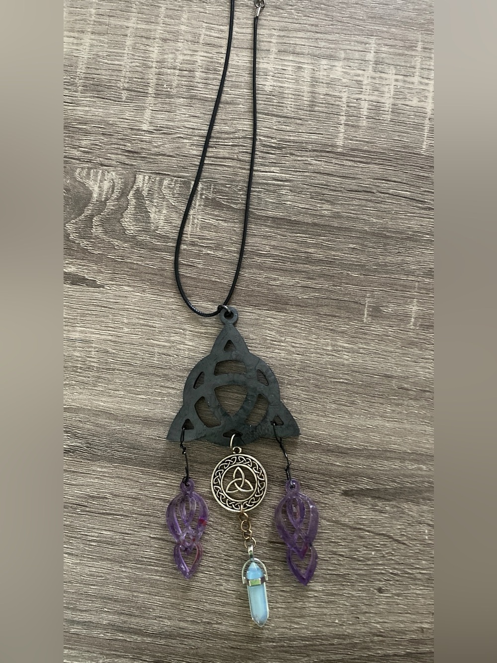 Triple Goddess Resin and Silver Charm Necklace Wiccan-Pagan Pendant Jewelry